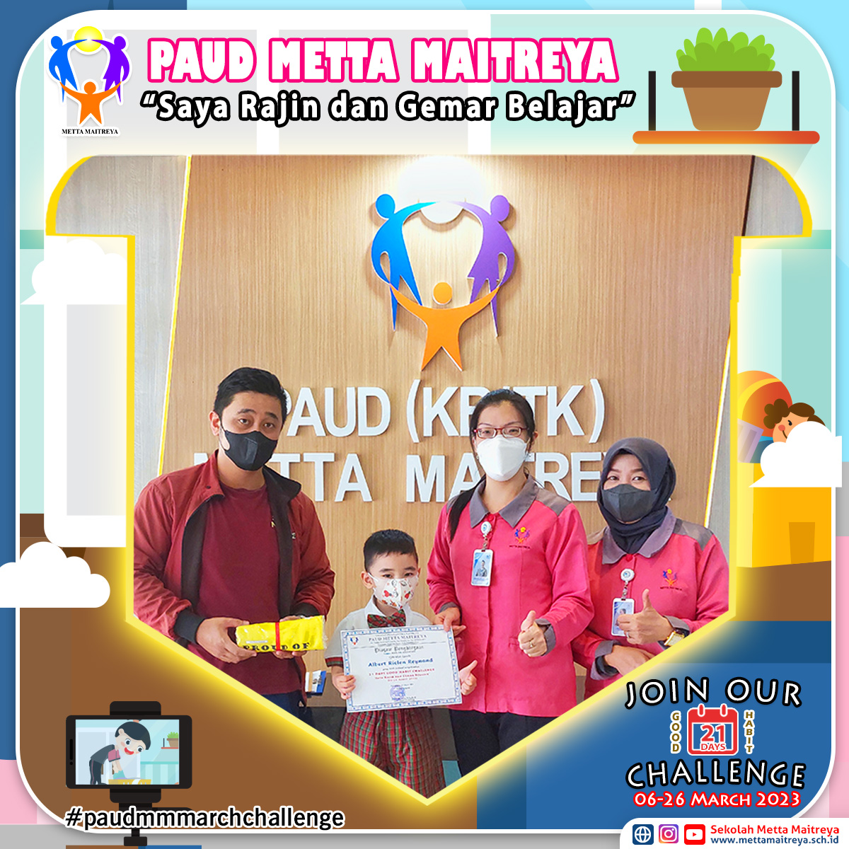 Penyerahan Piagam & Hadiah Challenge 21 Days Good Habit bulan Maret 2023 | PAUD METTA MAITREYA
